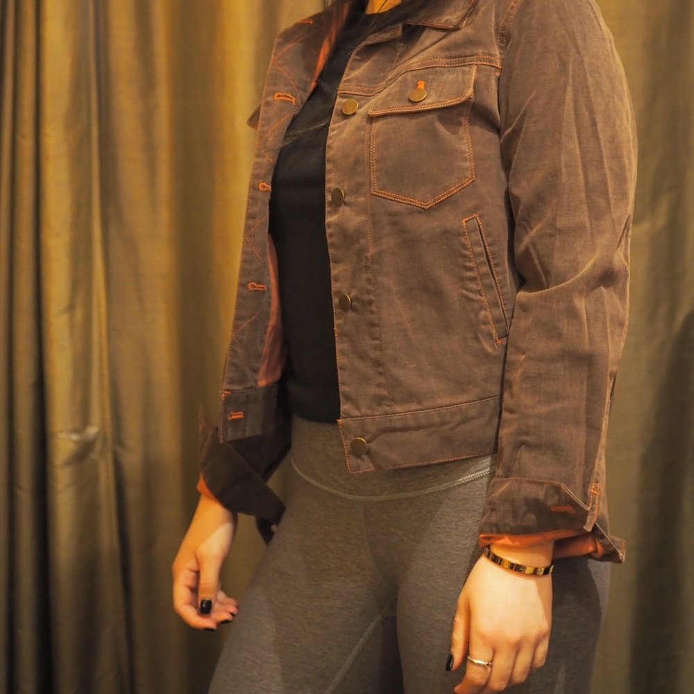 Brown suede jean-jacket style coat
